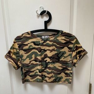 Free w another item: Faded Camo Print Crop Top